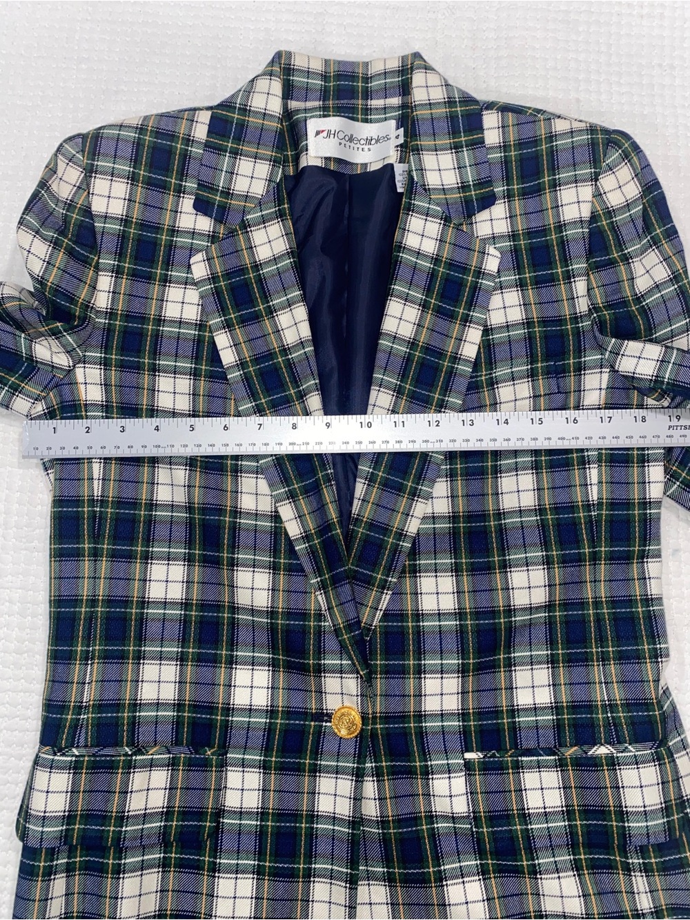 JH Collectibles Plaid Blazer Women Petite 4 Blue Green Tartan Preppy‎ Vintage - Picture 5 of 11